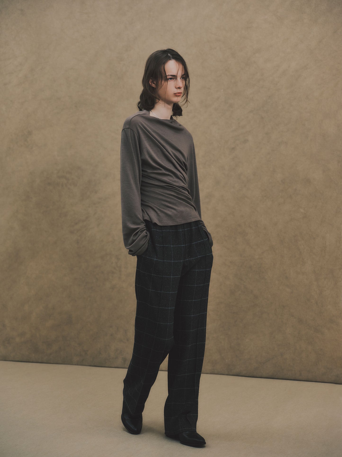 REL / SILK BRAND WINDOWPANE CHECK - BLACK
