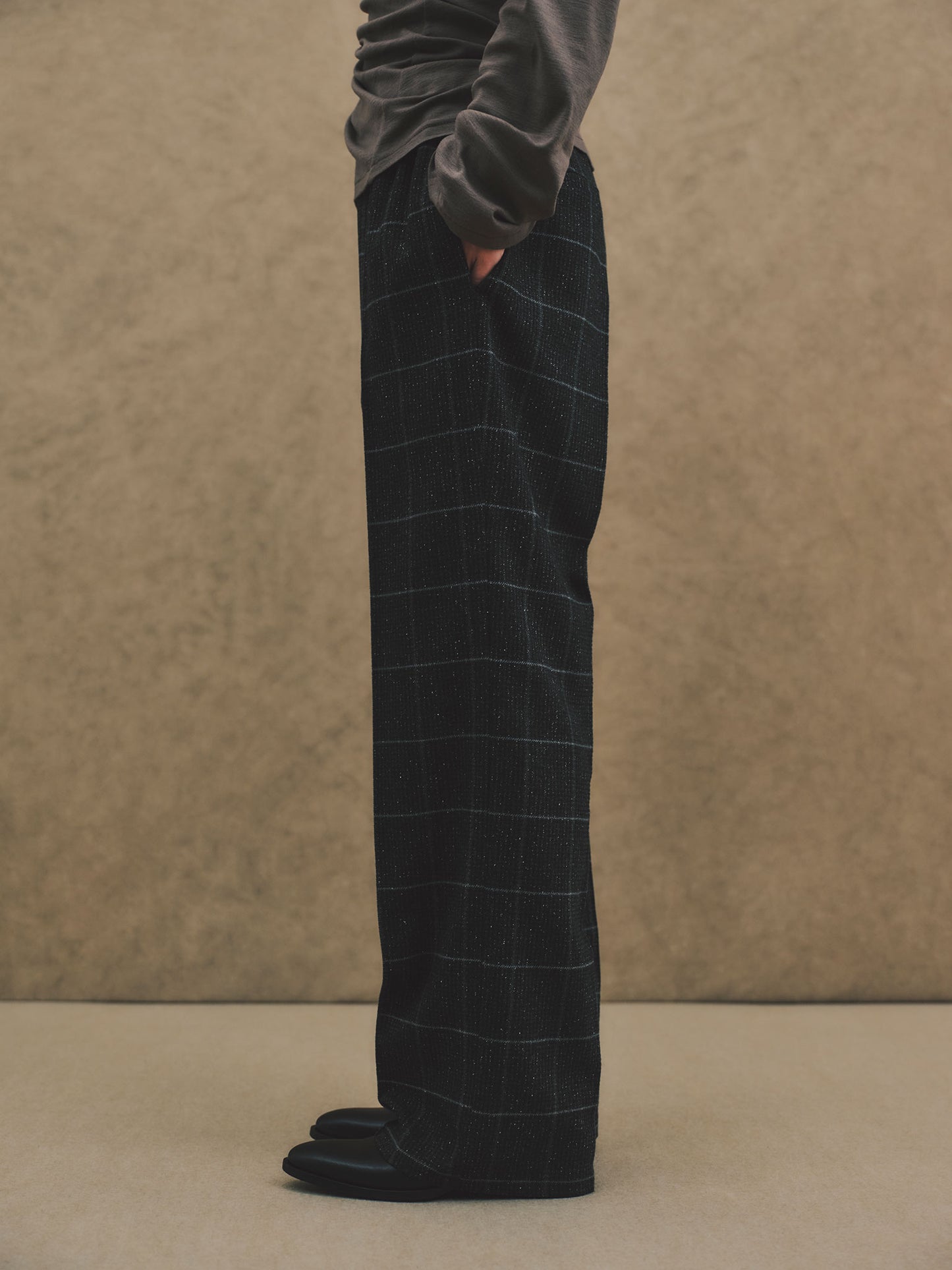 REL / SILK BRAND WINDOWPANE CHECK - BLACK